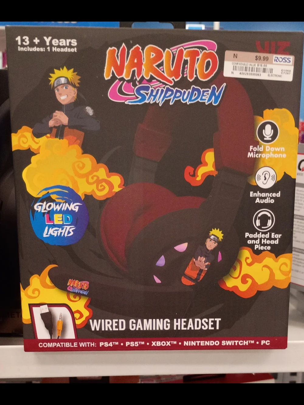 Naruto Shippuden Wired Gaming Headset - Black and Red